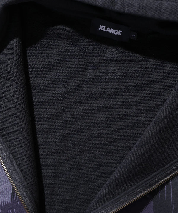 【X-LARGE|エクストララージ】SPRAY PROCESSED ZIP HOODED SWEATSHIRT/スプレープロセストジップフーデッドスウェットシャツ(OLIVE , BLACK)