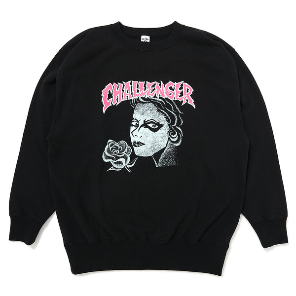 【CHALLENGER|チャレンジャー】PUNK GIRL C/N SWEAT/パンクガールC/Nスウェット(BLACK)