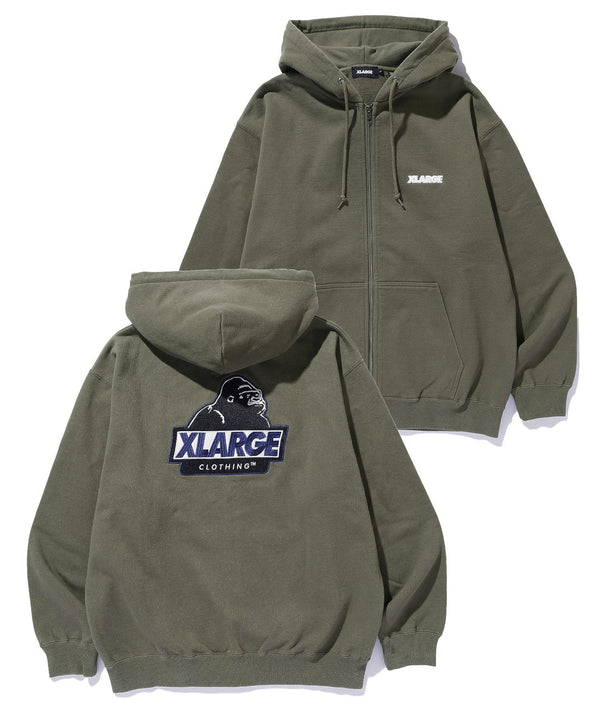【X-LARGE|エクストララージ】SLANTED OG ZIP HOODED SWEATSHIRT/スランテッドOGジップフーデットスウェットシャツ(ASH , BEIGE , OLIVE , BLACK)
