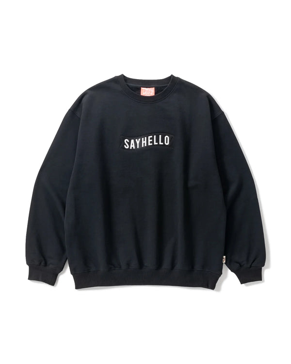 【SAYHELLO|セイハロー】BASIC LOGO PATCH CREW/ベーシックロゴパッチクルー(BLACK)