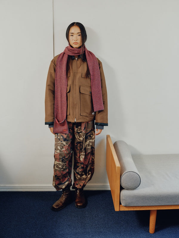 【SOL soonerorlater|ソル スーナーオアレイター】KNITTED BORDER SCARF(BLACK&IVORY , BURGUNDY&CHARCOAL) 正規取扱店舗 公式オンライン通販 島根 松江 26AW マフラー GuruGuruロゴ