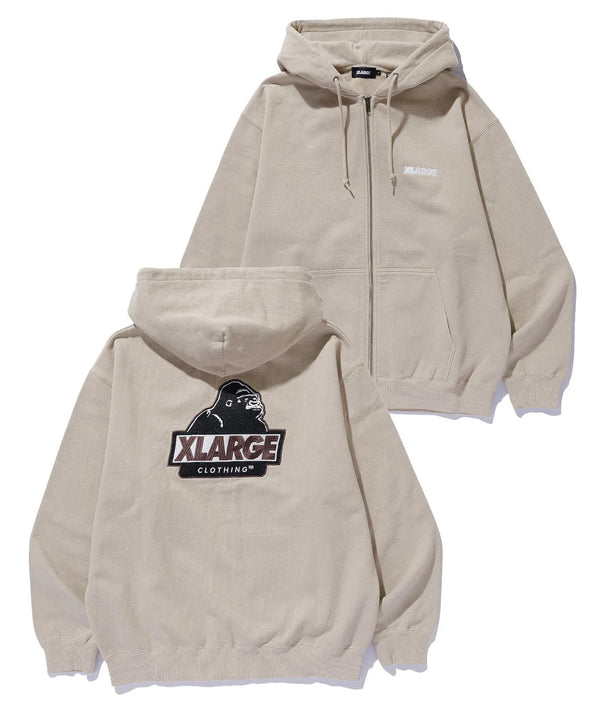 【X-LARGE|エクストララージ】SLANTED OG ZIP HOODED SWEATSHIRT/スランテッドOGジップフーデットスウェットシャツ(ASH , BEIGE , OLIVE , BLACK)
