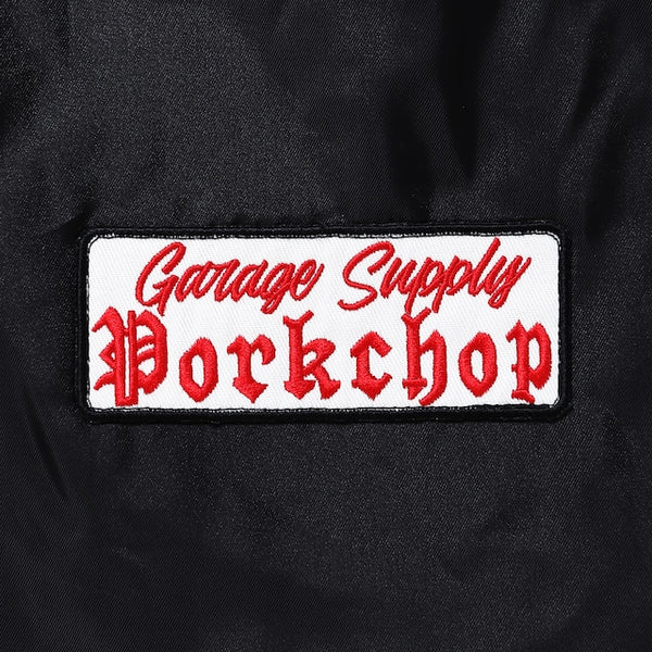 【PORKCHOP GARAGE SUPPLY|ポークチョップ ガレージ サプライ】SATIN SPORT JKT/サテンスポーツジャケット(BLACK)