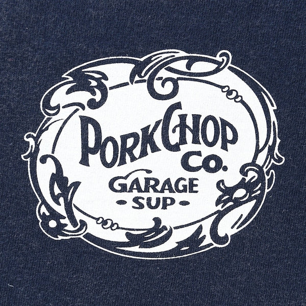 【PORKCHOP GARAGE SUPPLY|ポークチョップ ガレージ サプライ】F LEAF LOGO TEE / F リーフロゴ TEE(FADE NAVY,FADE GRAY)