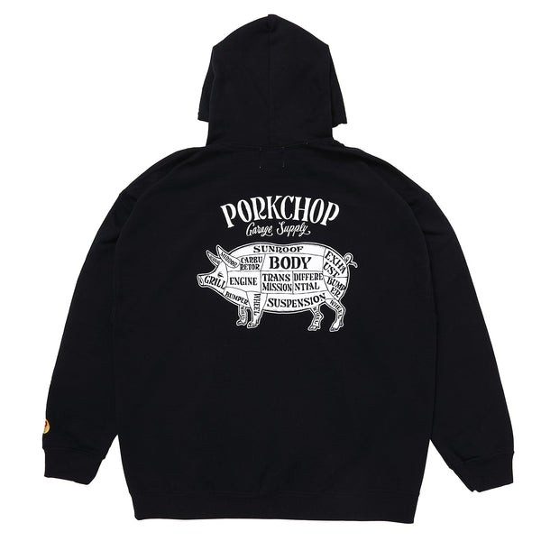 PORK BACK HOODIE |ポーク バック フーディー(BLACK×WHITE)