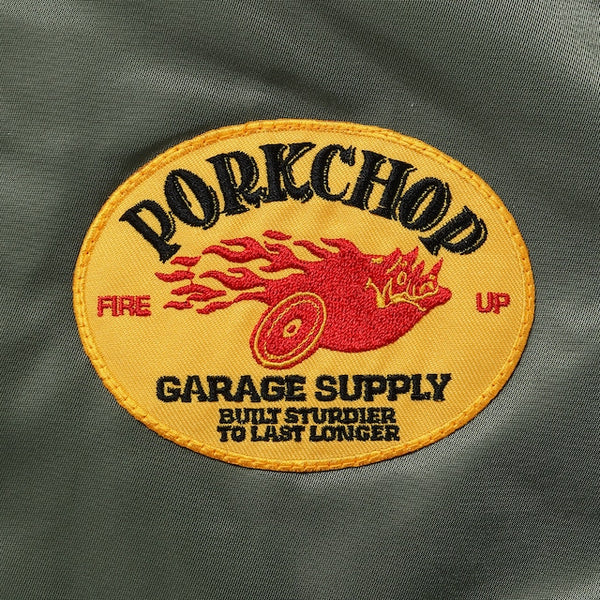 【PORKCHOP GARAGE SUPPLY|ポークチョップ ガレージ サプライ】FIRE UP MA-1 JACKET/ファイヤー アップ MA-1 JACKET(OLIVE)