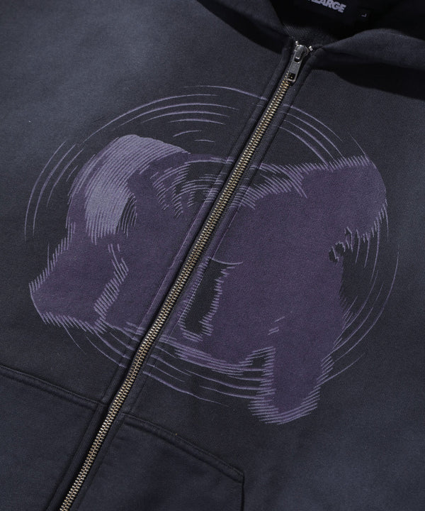 【X-LARGE|エクストララージ】SPRAY PROCESSED ZIP HOODED SWEATSHIRT/スプレープロセストジップフーデッドスウェットシャツ(OLIVE , BLACK)