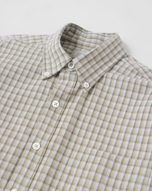 【SEDAN ALL-PURPOSE|セダンオールパーパス】TWILL PLAID BIG BD SHIRT/ツイルプッラドビッグボタンダウンシャツ(BEIGE x GREY , BROWN x OLIVE)