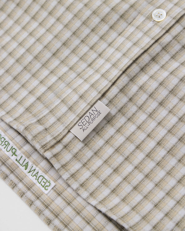 【SEDAN ALL-PURPOSE|セダンオールパーパス】TWILL PLAID BIG BD SHIRT/ツイルプッラドビッグボタンダウンシャツ(BEIGE x GREY , BROWN x OLIVE)