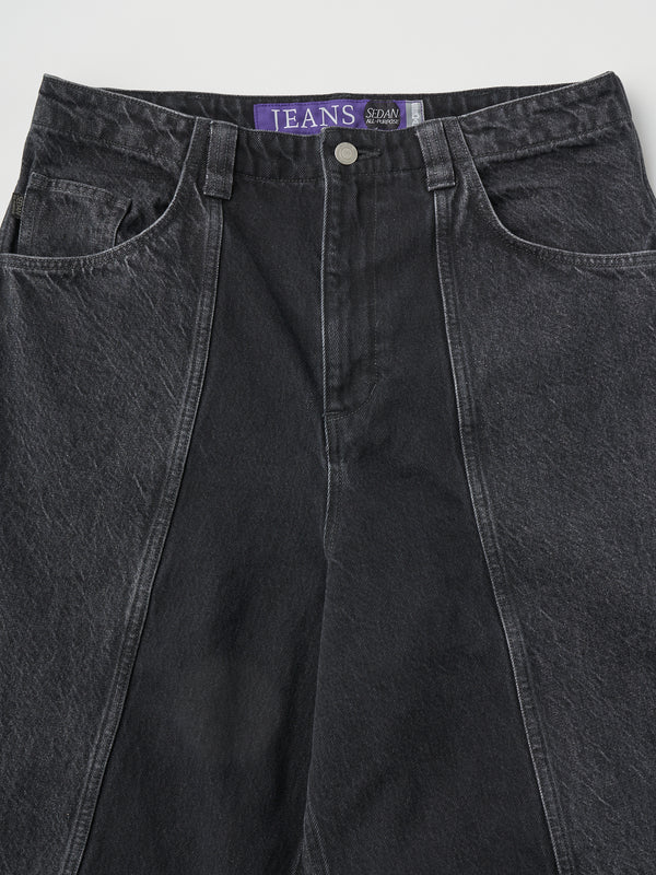 TWO-TONE WIDE JEANS/ツートーンワイドジーンズ(BLACK)