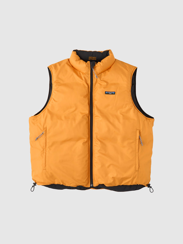 REVERSIBLE DOWN VEST/リバーシブルダウンベスト(BLACK×MANGO)