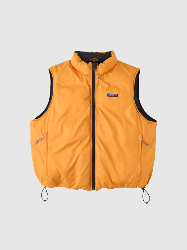 【SEDAN ALL-PURPOSE | セダンオールパーパス】REVERSIBLE DOWN VEST/リバーシブルダウンベスト(BLACK×MANGO)