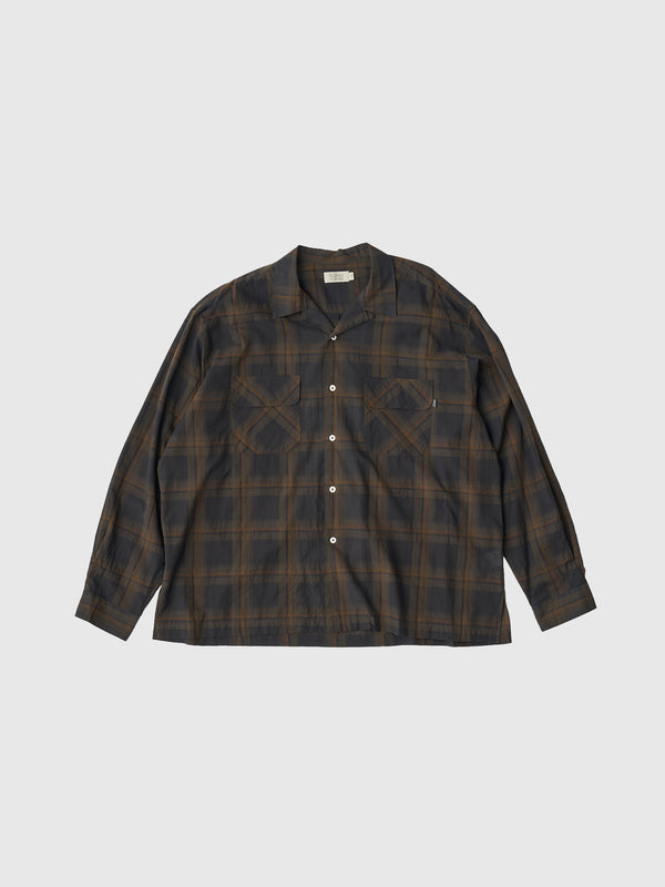 【SEDAN ALL-PURPOSE|セダンオールパーパス】MADRAS PLAID OPEN COLLAR SHIRT/マドラスプレイド オープンカラーシャツ(BLACK/OLIVE)