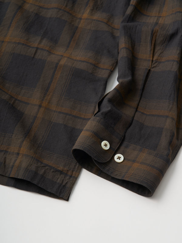 【SEDAN ALL-PURPOSE|セダンオールパーパス】MADRAS PLAID OPEN COLLAR SHIRT/マドラスプレイド オープンカラーシャツ(BLACK/OLIVE)