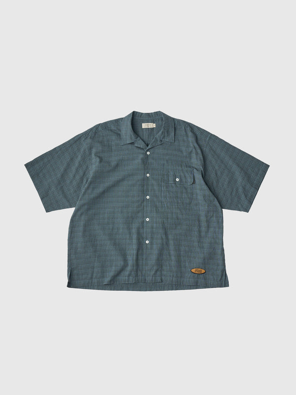 【SEDAN ALL-PURPOSE|セダンオールパーパス】DOBBY PLAID OPEN COLLAR S/S SHIRT/ドビープラッドオープンカラーS/Sシャツ(KHAKI BROWN , BLUE GREY , LIGHT OLIVE)
