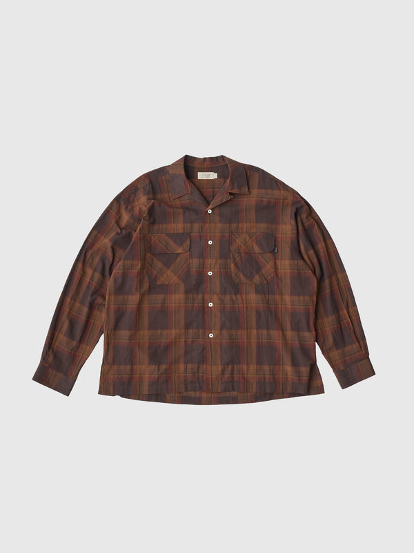 【SEDAN ALL-PURPOSE|セダンオールパーパス】MADRAS PLAID OPEN COLLAR SHIRT/マドラスプレイド オープンカラーシャツ(BROWN/BURGUNDY)