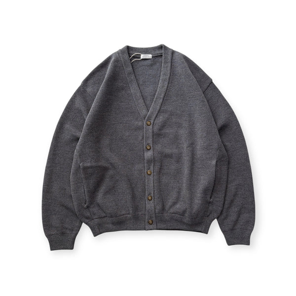 【CREPUSCULE|クレプスキュール】COTTON WOOL MOSS STITCH CARDIGAN/コットンウール モスステッチ カーディガン(BLACK , BLUE GRAY)