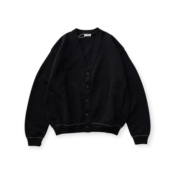 【CREPUSCULE|クレプスキュール】COTTON WOOL MOSS STITCH CARDIGAN/コットンウール モスステッチ カーディガン(BLACK , BLUE GRAY)