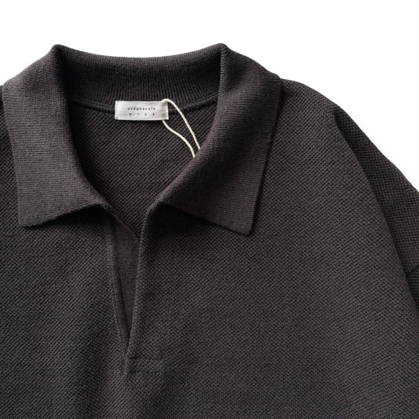 【CREPUSCULE|クレプスキュール】COTTON WOOL MOSS STITCH SKIPPER/コットンウール モスステッチ スキッパー(BLUE GRAY , BURGUNDY , CHARCOAL)