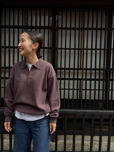 【CREPUSCULE|クレプスキュール】COTTON WOOL MOSS STITCH SKIPPER/コットンウール モスステッチ スキッパー(BLUE GRAY , BURGUNDY , CHARCOAL)