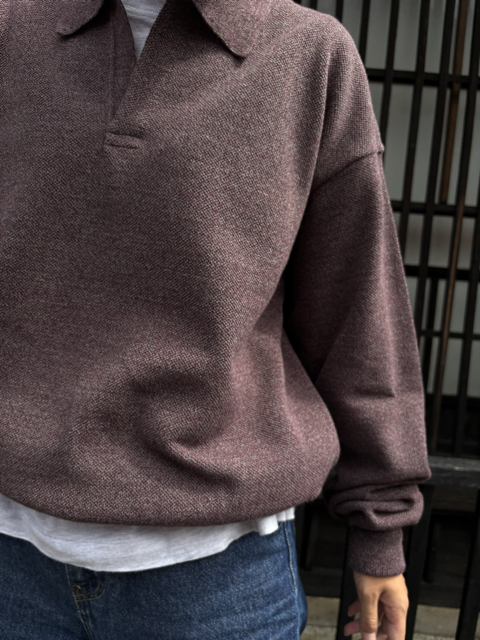 【CREPUSCULE|クレプスキュール】COTTON WOOL MOSS STITCH SKIPPER/コットンウール モスステッチ スキッパー(BLUE GRAY , BURGUNDY , CHARCOAL)