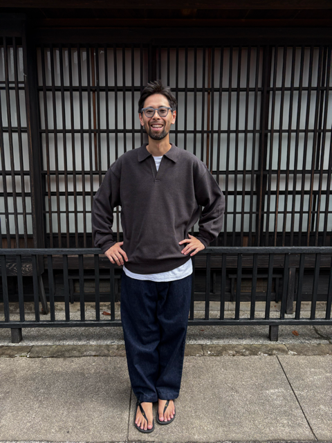 【CREPUSCULE|クレプスキュール】COTTON WOOL MOSS STITCH SKIPPER/コットンウール モスステッチ スキッパー(BLUE GRAY , BURGUNDY , CHARCOAL)