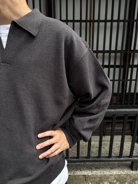 【CREPUSCULE|クレプスキュール】COTTON WOOL MOSS STITCH SKIPPER/コットンウール モスステッチ スキッパー(BLUE GRAY , BURGUNDY , CHARCOAL)