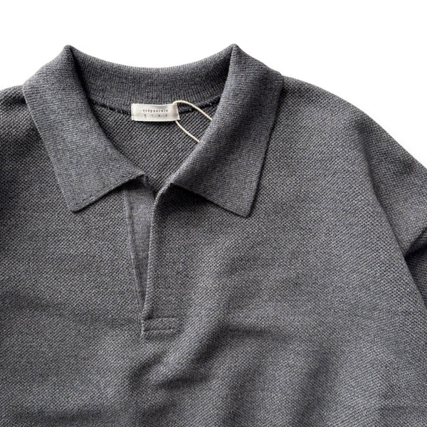 【CREPUSCULE|クレプスキュール】COTTON WOOL MOSS STITCH SKIPPER/コットンウール モスステッチ スキッパー(BLUE GRAY , BURGUNDY , CHARCOAL)