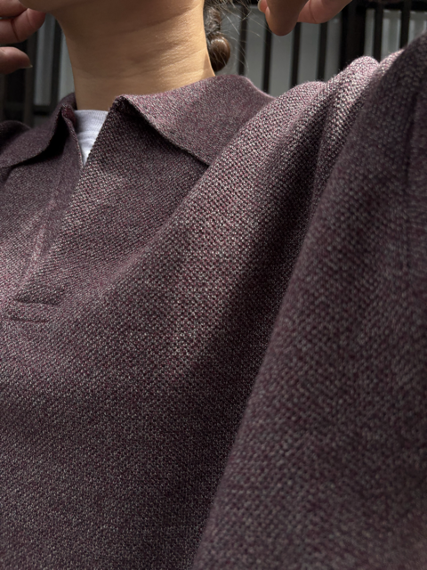 【CREPUSCULE|クレプスキュール】COTTON WOOL MOSS STITCH SKIPPER/コットンウール モスステッチ スキッパー(BLUE GRAY , BURGUNDY , CHARCOAL)