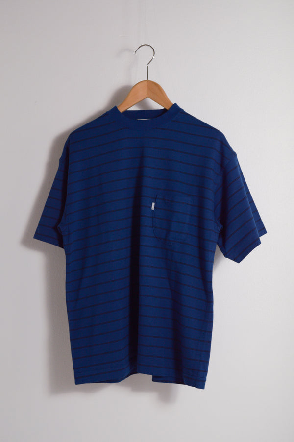 DOUBLE STITCH SS SHIRT/ダブルステッチSSシャツ(NAVY STRIPE)