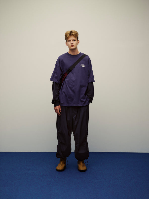 【SEDAN ALL-PURPOSE|セダンオールパーパス】OVAL LOGO LAYERED TEE/オーバルロゴレイヤードL/S Tシャツ(NAVY/CHARCOAL)