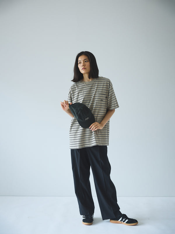 【SEDAN ALL-PURPOSE | セダンオールパーパス】STRIPED S/S POCKET TEE/ストライプS/Sポケットティー(KHAKI/BLACK)