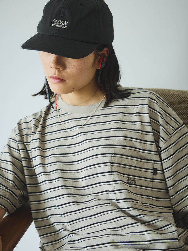 【SEDAN ALL-PURPOSE | セダンオールパーパス】STRIPED S/S POCKET TEE/ストライプS/Sポケットティー(KHAKI/BLACK)