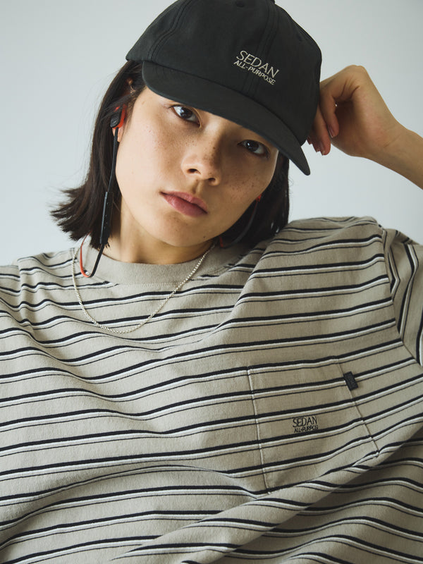 【SEDAN ALL-PURPOSE | セダンオールパーパス】STRIPED S/S POCKET TEE/ストライプS/Sポケットティー(KHAKI/BLACK)