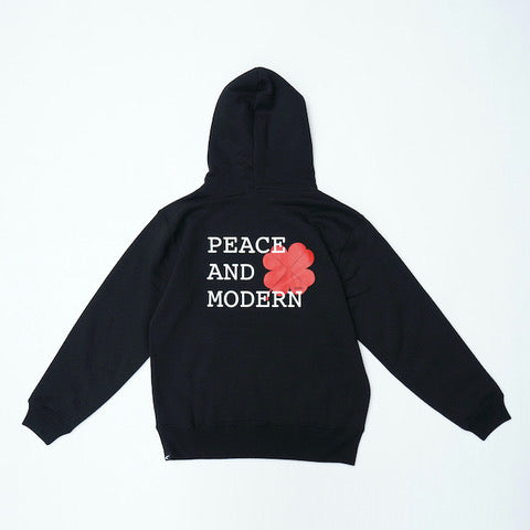 SWEAT HOODY-PEACE AND MODERN /スウェット フーディー -ピース アンド モダン(BLACK)