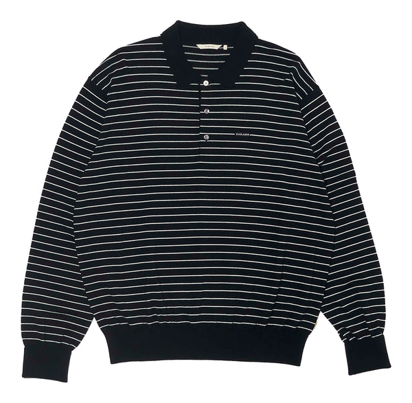 【FARAH|ファーラー】HIGH GAUGE STRIPED POLO SHIRT/ハイゲージストライプド ポロシャツ(BLACK)