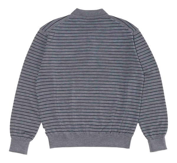 【FARAH|ファーラー】HIGH GAUGE STRIPED POLO SHIRT/ハイゲージストライプドポロシャツ(GREY)