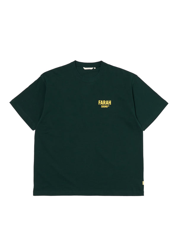 【FARAH|ファーラー】PRINTED GRAPHIC S/S TEE"FARAH SOUND"/プリンテッドグラフィックTシャツ"ファーラーサウンド"(DARK GREEN , BLACK , WHITE)