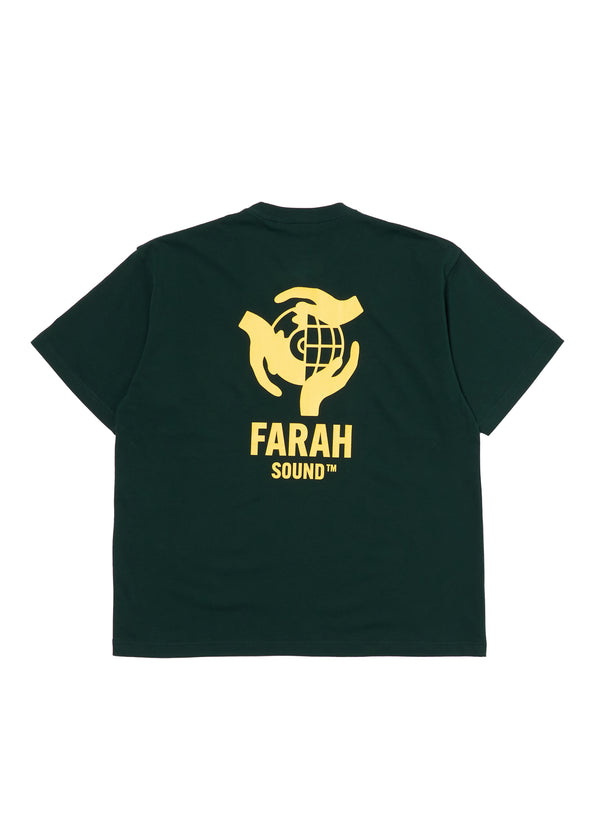 【FARAH|ファーラー】PRINTED GRAPHIC S/S TEE"FARAH SOUND"/プリンテッドグラフィックTシャツ"ファーラーサウンド"(DARK GREEN , BLACK , WHITE)