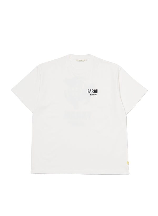 【FARAH|ファーラー】PRINTED GRAPHIC S/S TEE"FARAH SOUND"/プリンテッドグラフィックTシャツ"ファーラーサウンド"(DARK GREEN , BLACK , WHITE)