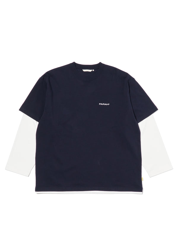 【FARAH|ファーラー】LAYERED L/S TEE/レイヤードL/Sティー(NAVY)