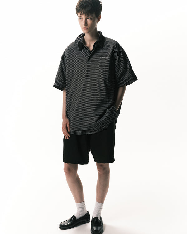 【FARAH|ファーラー】MULTI STRIPED S/S TEE/マルチストライプS/Sティー(BLACK)