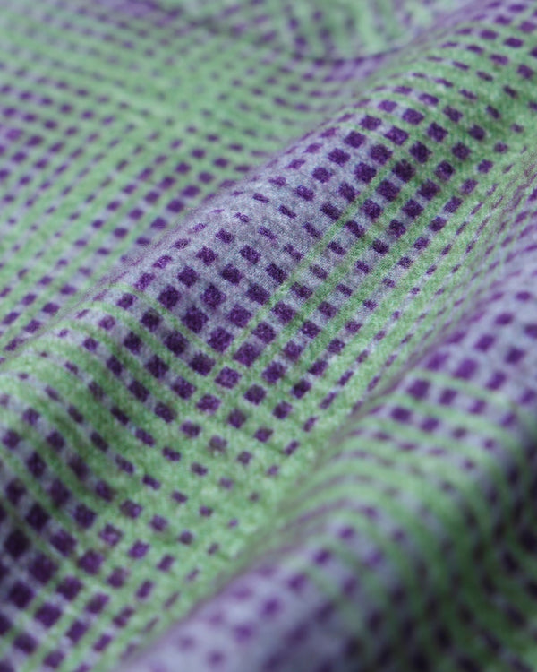【SEDAN ALL-PURPOSE|セダンオールパーパス】PRINTED PLAID FLANNEL OPEN COLLAR SHIRT/プリンテッドプッラドフランネルオープンカラーシャツ(BRICK × BURGUNDY , GREEN × PURPLE)