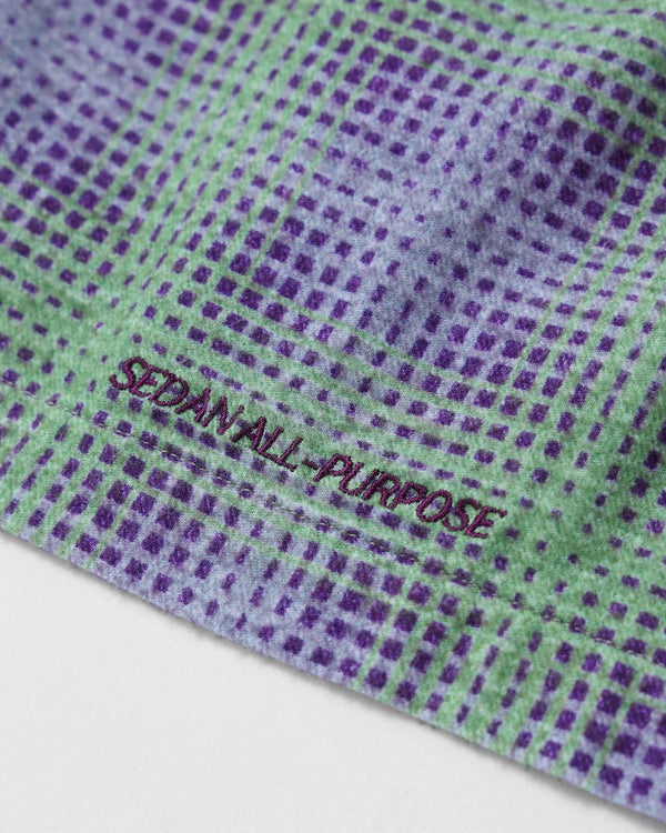 【SEDAN ALL-PURPOSE|セダンオールパーパス】PRINTED PLAID FLANNEL OPEN COLLAR SHIRT/プリンテッドプッラドフランネルオープンカラーシャツ(BRICK × BURGUNDY , GREEN × PURPLE)