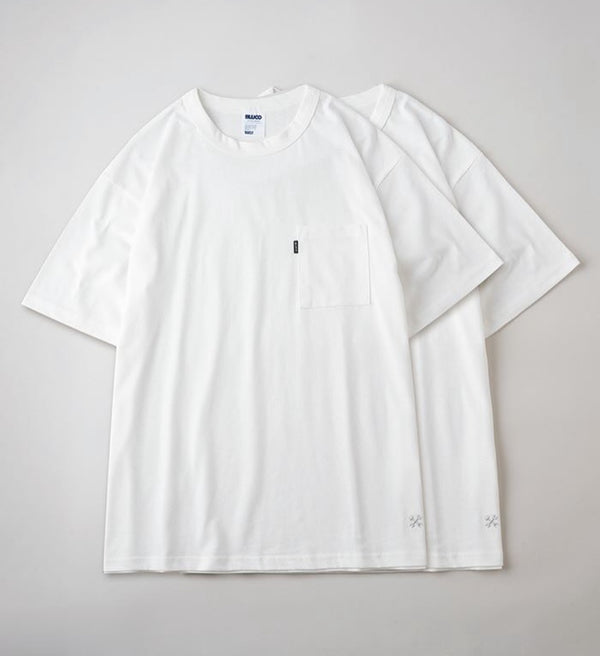 【BLUCO UNCROWD|ブルコ アンクラウド】2-PACK POCKET TEE /2-パックポケットTEE (WHITE)