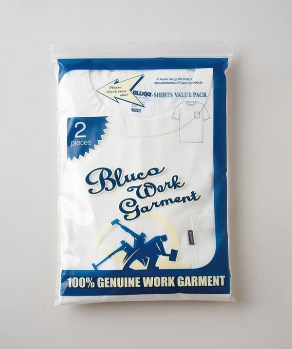 【BLUCO UNCROWD|ブルコ アンクラウド】2-PACK POCKET TEE /2-パックポケットTEE (WHITE)
