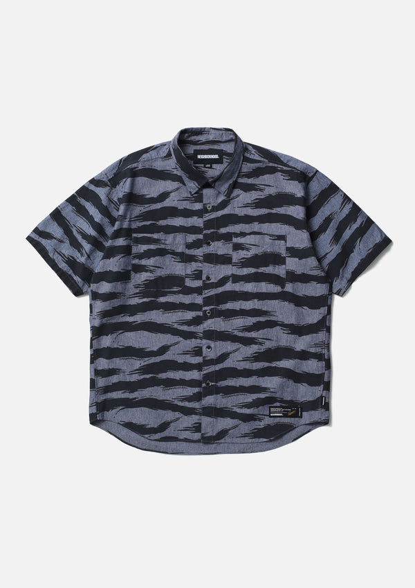 【NEIGHBORHOOD|ネイバーフッド】CAMO PATTERN CHAMBRAY SHIRT SS /カモパターンシャンブレーシャツSS(BLACK,INDIGO)