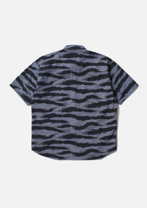 【NEIGHBORHOOD|ネイバーフッド】CAMO PATTERN CHAMBRAY SHIRT SS /カモパターンシャンブレーシャツSS(BLACK,INDIGO)