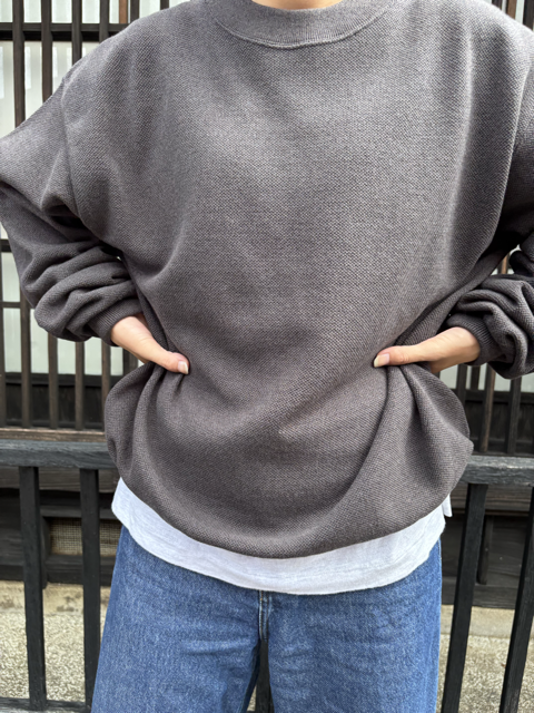 【CREPUSCULE|クレプスキュール】COTTON WOOL MOSS STITCH P/O/コットンウールモスステッチプルオーバー(BLACK , GRAY , CHARCOAL)