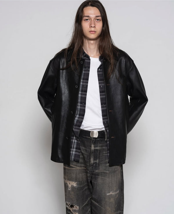 【NEIGHBORHOOD|ネイバーフッド】LEATHER CAR COAT/レザーカーコート(BLACK)